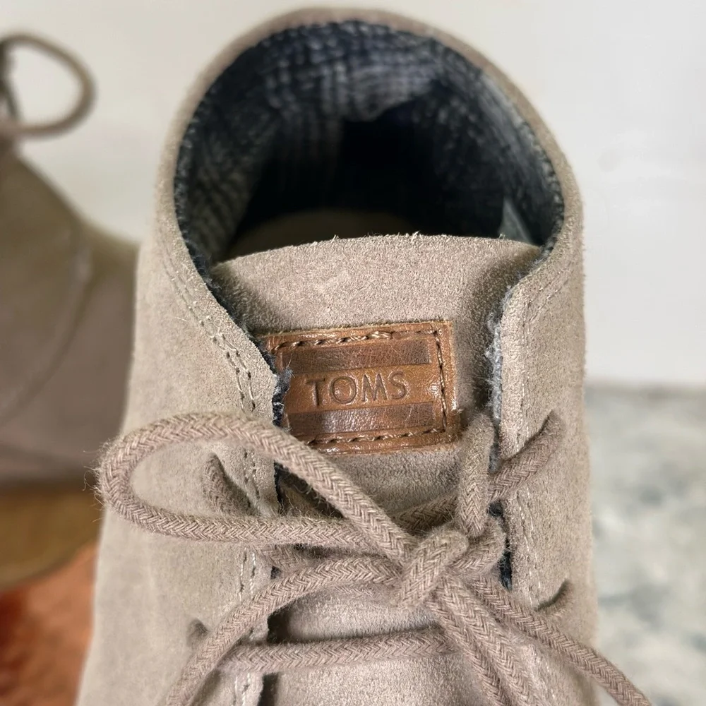 Toms‎ Neutral Suede Leather Desert Wedge Booties